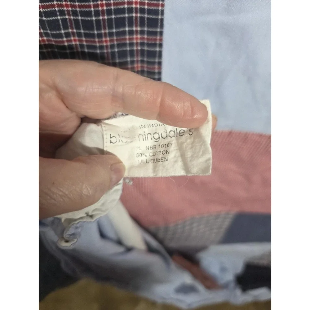 Vintage Bloomingdale's Plaid Patchwork Full Queen Duvet Cover Plaid Cotton